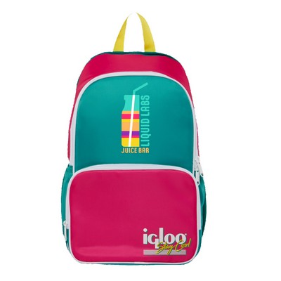 Igloo® Retro Backpack Cooler Bag (Dark Jade and Magenta and Livewire Yellow)